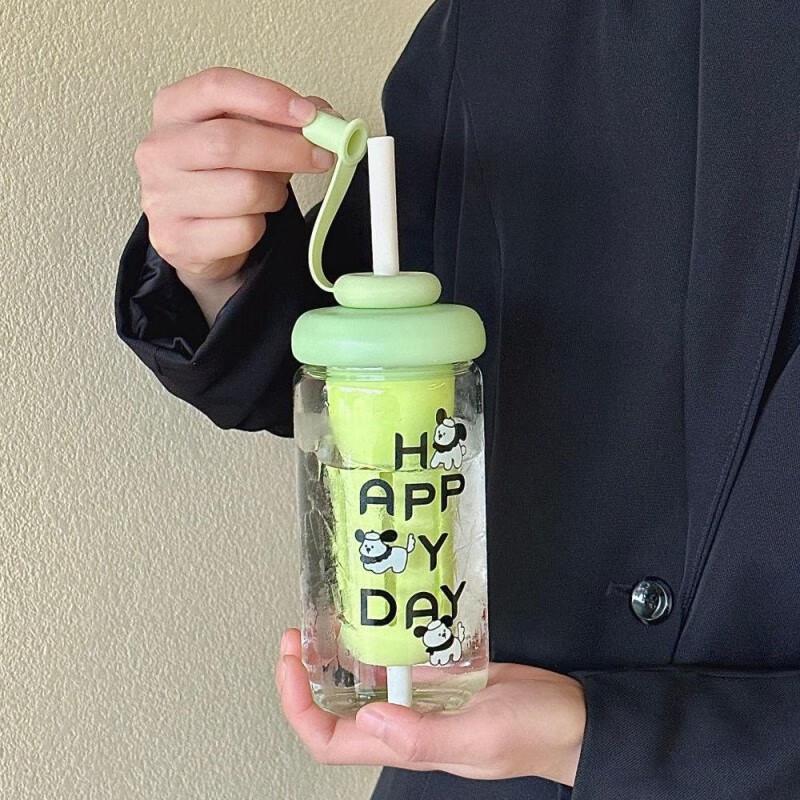 Cute Puppy Portable Borosilicate Glass Tumbler