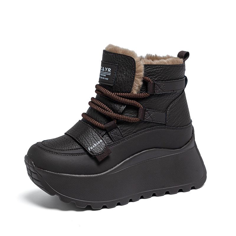 Thick-soled inner heightening women's shoes CM snow boots winter new velvet thickened warm non-slip white short boots