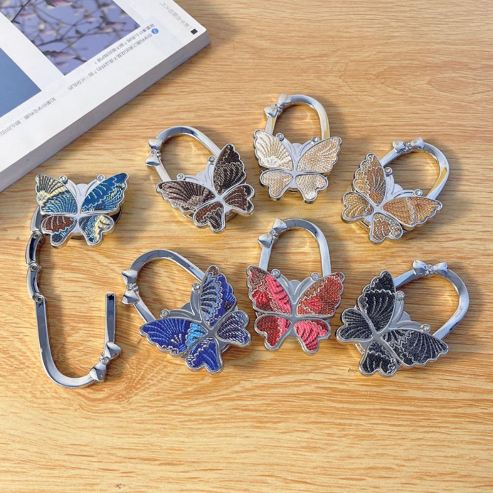 Portable Butterfly Desk Side Hook Foldable Space Saving Purse Hanger Heavy Duty Desktop Decorative Bag Hook Home Office Desk Use