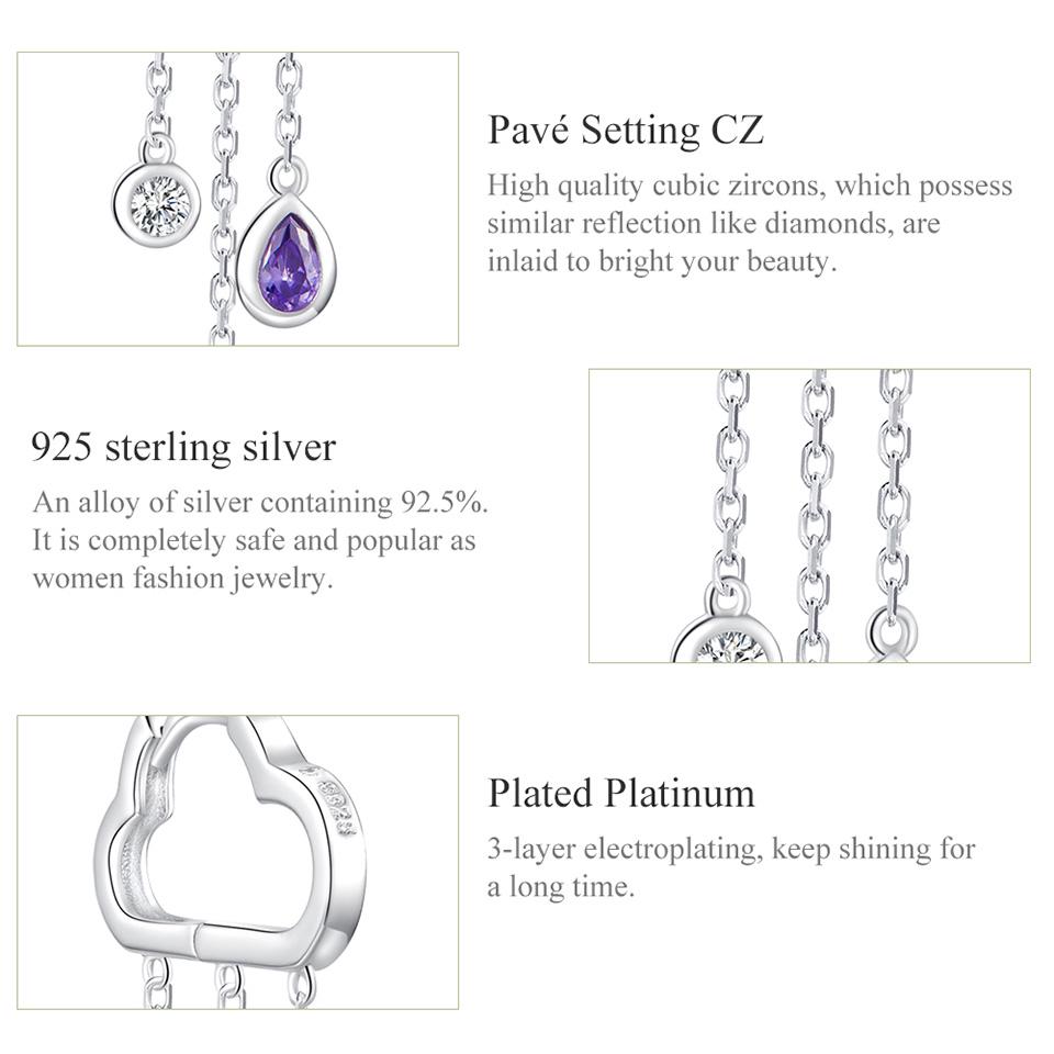 BAMOER Real 925 Sterling Silver Nori ploiosi Cercei pentru fete Bijuterii prețioase Cercei pentru femei Cadou