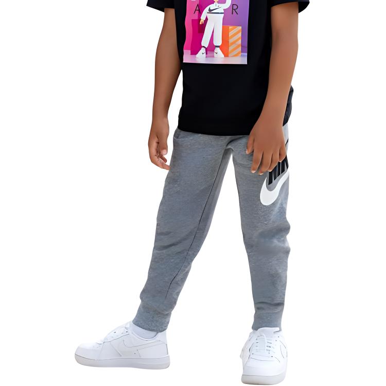 Nike Knitted Sports Pants With Logo Print Drawstring Side Pockets Loose Fit Cuffed Kids bottoms Gray DB6994-010