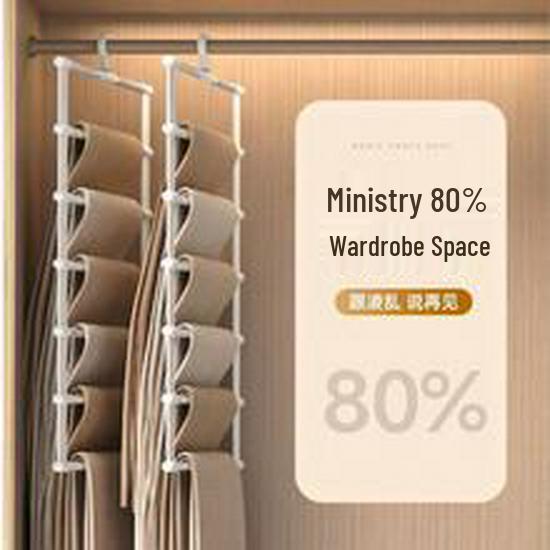 Multi-Layer Stainless Steel Pants Rack with Clips - Space-Saving, No-Trace Foldable Hanger Ladder for Multifunctional Storage