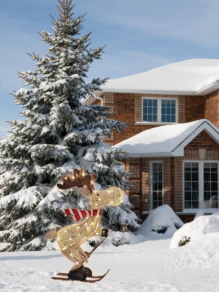 Glowing Ski Reindeer Ornaments Reindeer Lawn Decorations 3d Glowing Reindeer Ornaments with Led Lights for Christmas Decoration