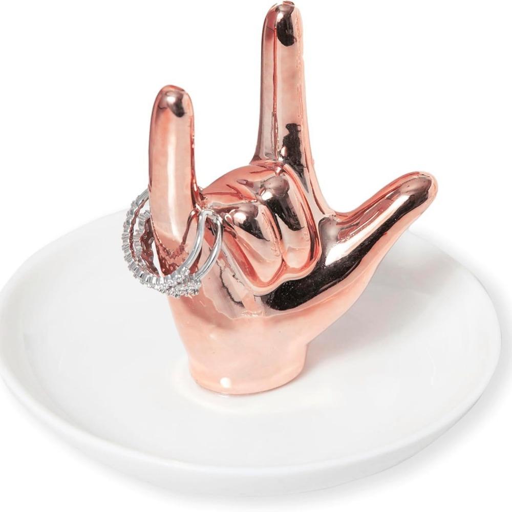 

Light Luxury Ceramic Jewelry Plate Nordic Hand Storage Tray Gesture Ring Stand Home Decor