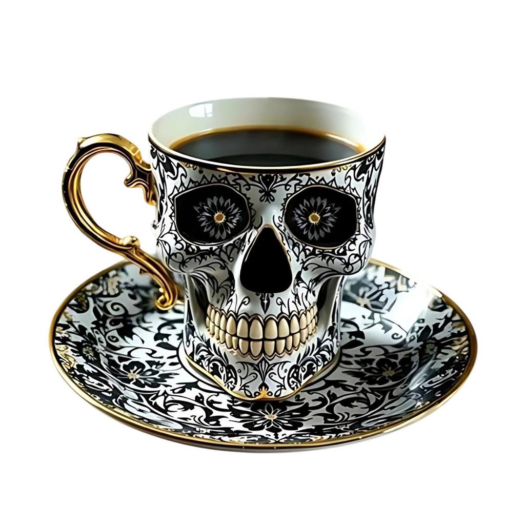 Coffee Cup, Gold-plated Gothic Resin Tea Cup,Coffee Cup