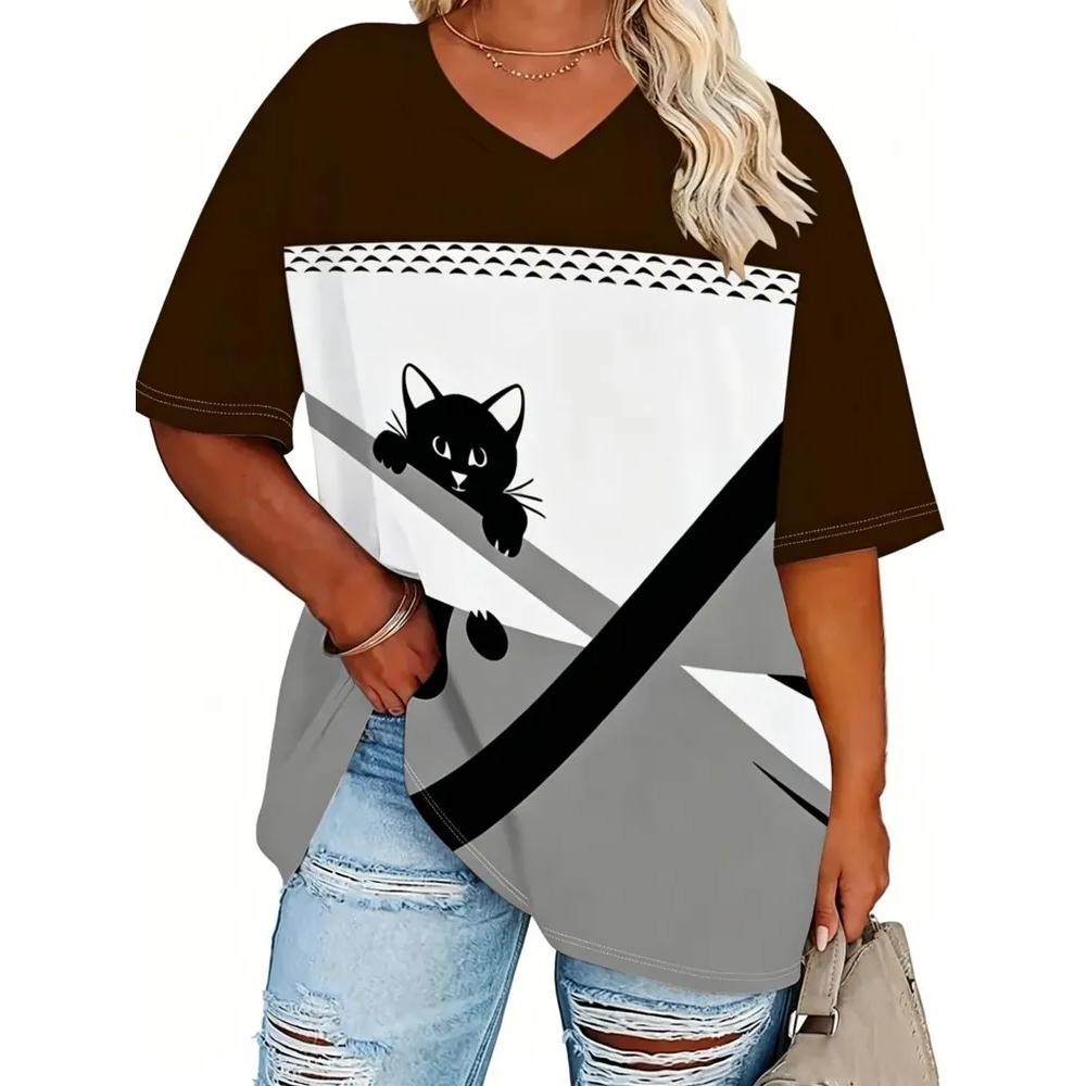 Daily Breathable V-neck Women's Top Versatile Short Sleeve Fashionable Loose T-Shirts Women’s
