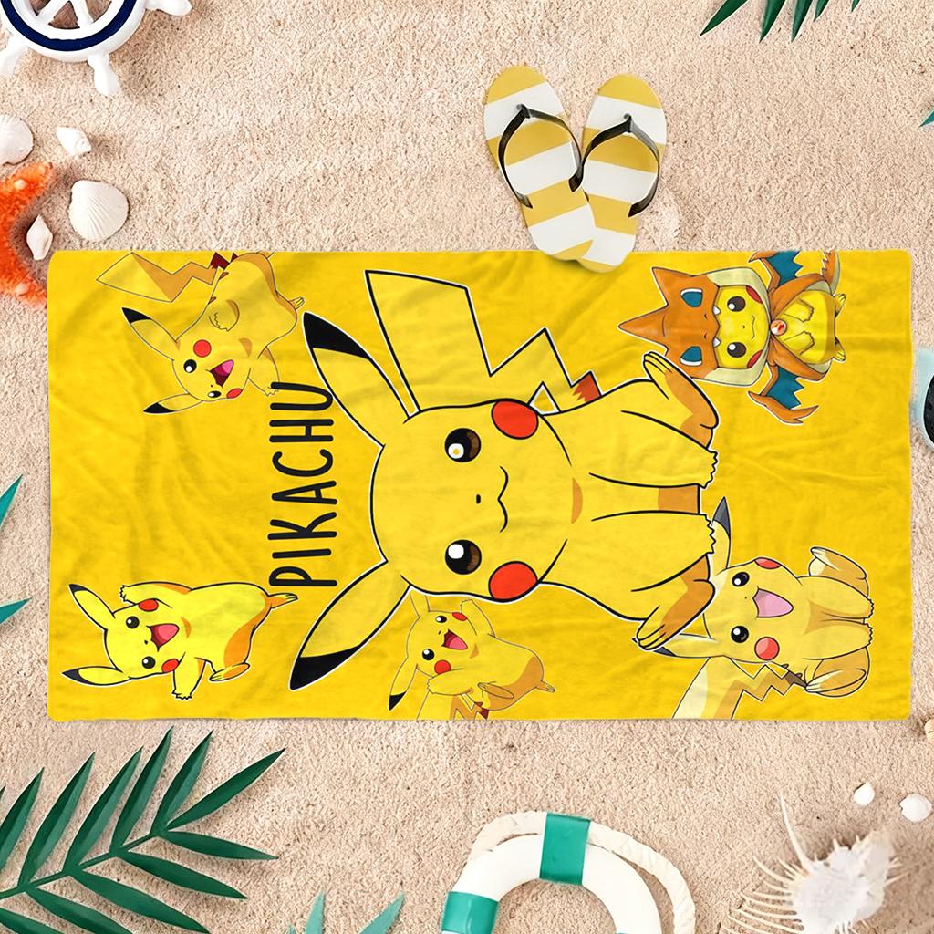 1pc P-Pokmon Pikachu Beach Towel Quick-drying Small To Large Suitable for Beach Pool Yoga Gym Home Cute Gift for Friend Family