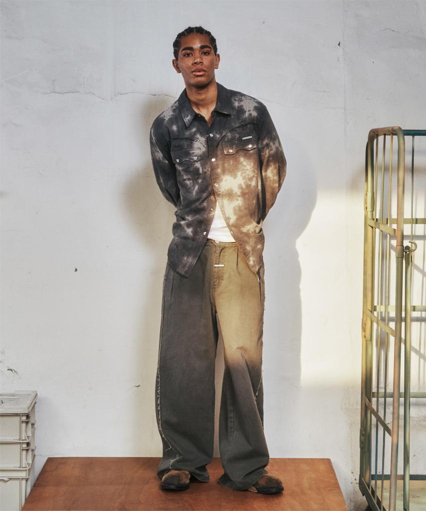THEVINYLHOUSE Sag Wide Belted Pants Khaki