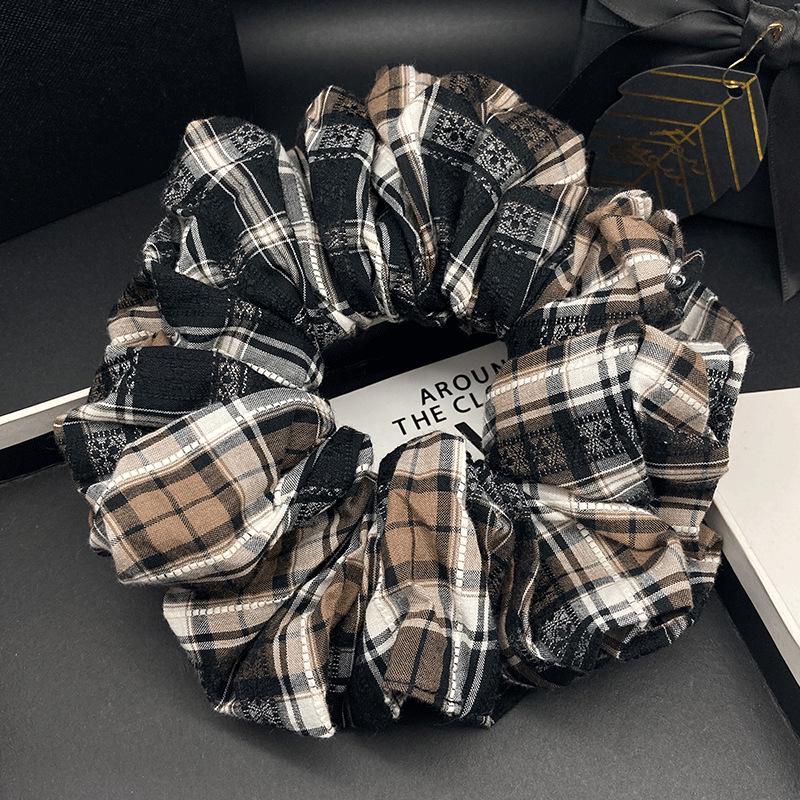 Elegant Retro Plaid Scrunchie Headband for Women
