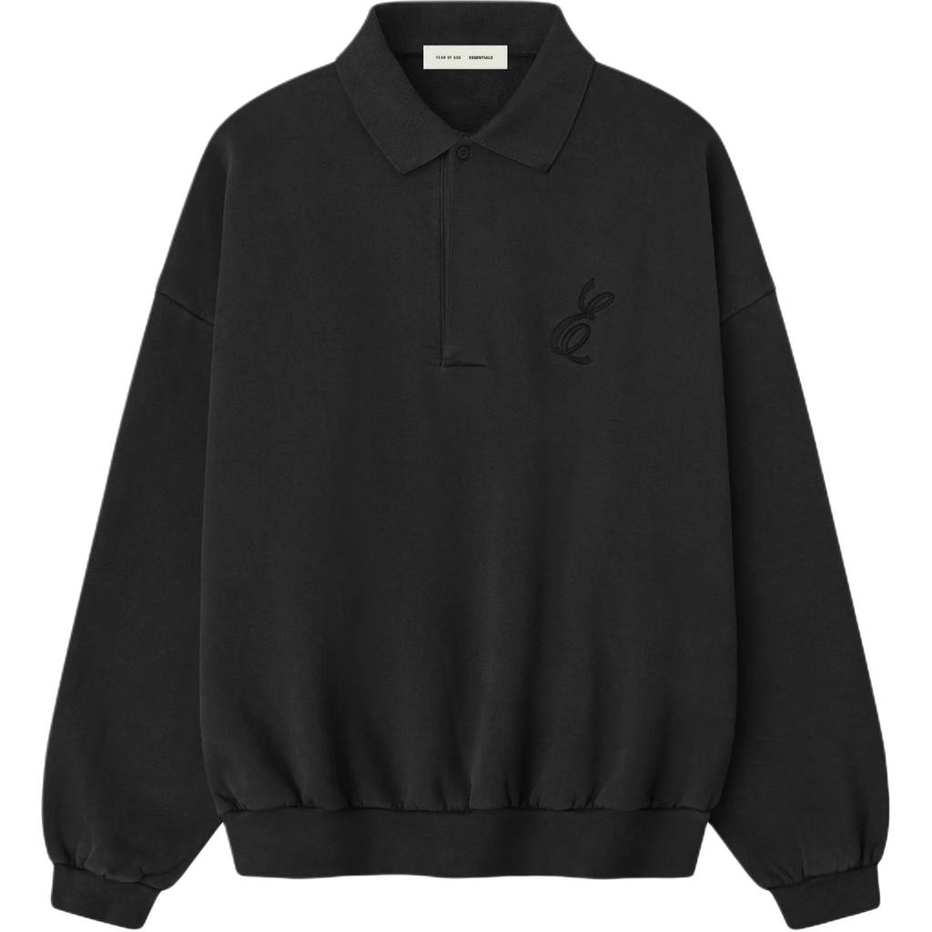 Fear of God Essentials Embroidered Classic Polo Sweatshirt Vintage Black Men Tops 192HO252042F
