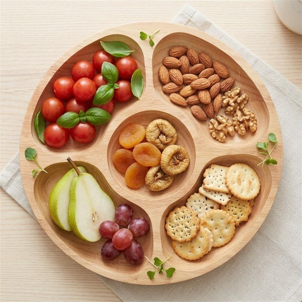 Multi Grid Separated Divided Tray Thickened Tea Snack Tray Separated Serving Dish Food Plating 25cm