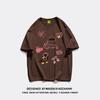 Women's Loose-Fit Cartoon Print Pure Cotton T-Shirt, Chic Hong Kong Style, Trendy American Brand, Plus Size Available