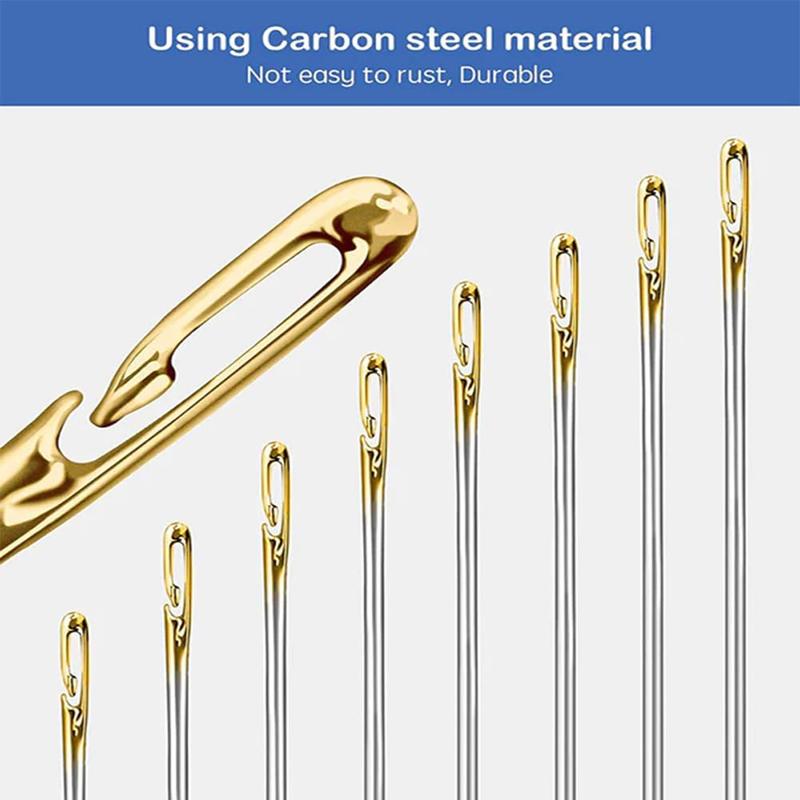 30 Pcs Hand Sewing Big Eye Needles Sharp Needle with Solid Wood Needle Case