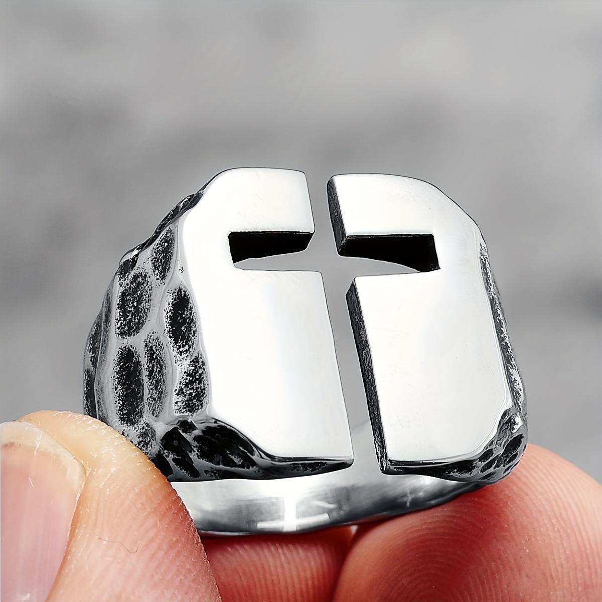 

Мужские кольца с полым крестом, классические религиозные украшения для пары, подарок для друзей 14 серебряный