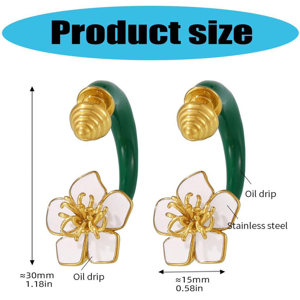 Elegant 3D Camellia Studs Earrings Portable Accessory for Women Stylish Gold Tone with Stainless Steel Materials