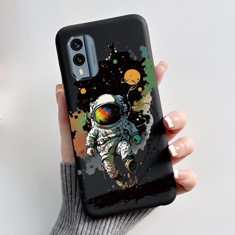 Casing For Nokia X30 5G Case Aesthetic Fashion Cute Cat Astronaut Cartoon Black Silicone Soft Shockproof Phone Case Back Cover