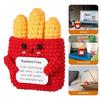 Positive French Fries Crochet Doll with Card Emotional Support DIY Handmade Knitting Frying Food Doll Toy Decoration Kids Adults Birthday Gift