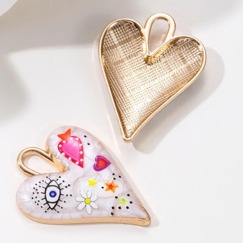 

5pcs New Fashion Colorful Heart Eye Enamel Charms Style Personalized and Trendy Pendants For Making Handmade DIY Jewelry