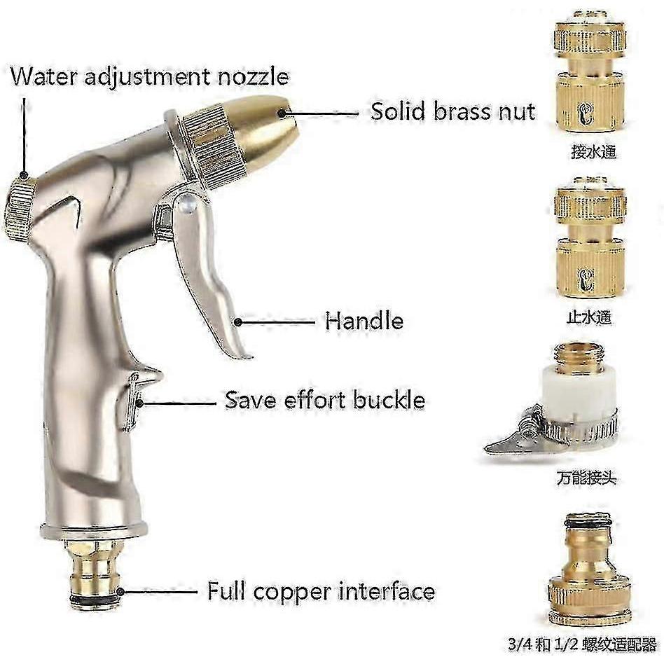 Garden Shower High Pressure Garden Spray Gun, Metal Garden Hand Shower Adjustabl