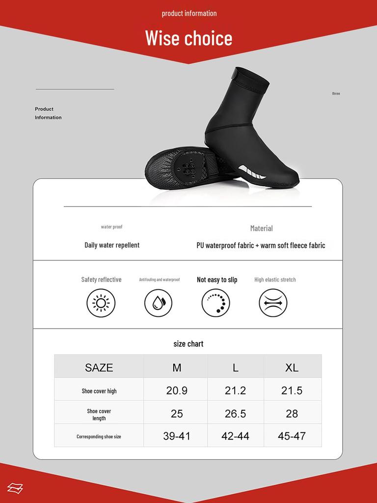 Men's Fleece-Lined Winter Cycling Shoe Covers - Warm, Windproof & Waterproof for Mountain and Road Biking