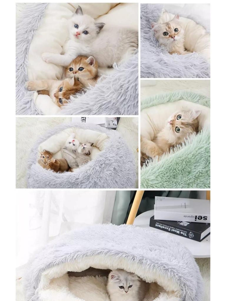 All-Season Enclosed Cat House: Cozy Bed for Cats and Dogs
