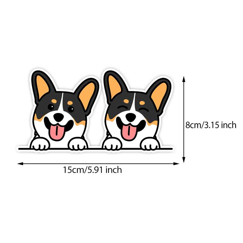 Two Tricolor Corgi Car Stickers Waterproof Vinyl Decals Auto Body Window Bumper Decor Motorcycle Helmet Stickers TM227