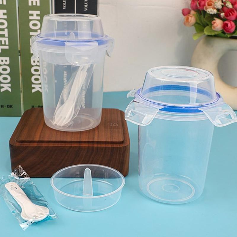 

Завтрак Фрукты Овсянка Йогурт Салат Чашка С Крышкой И Ложкой Вилкой Двухслойная Коробка Бенто Для Хранения Еды Фитнес-Обезжиренная Коническая Чаша 1pcs