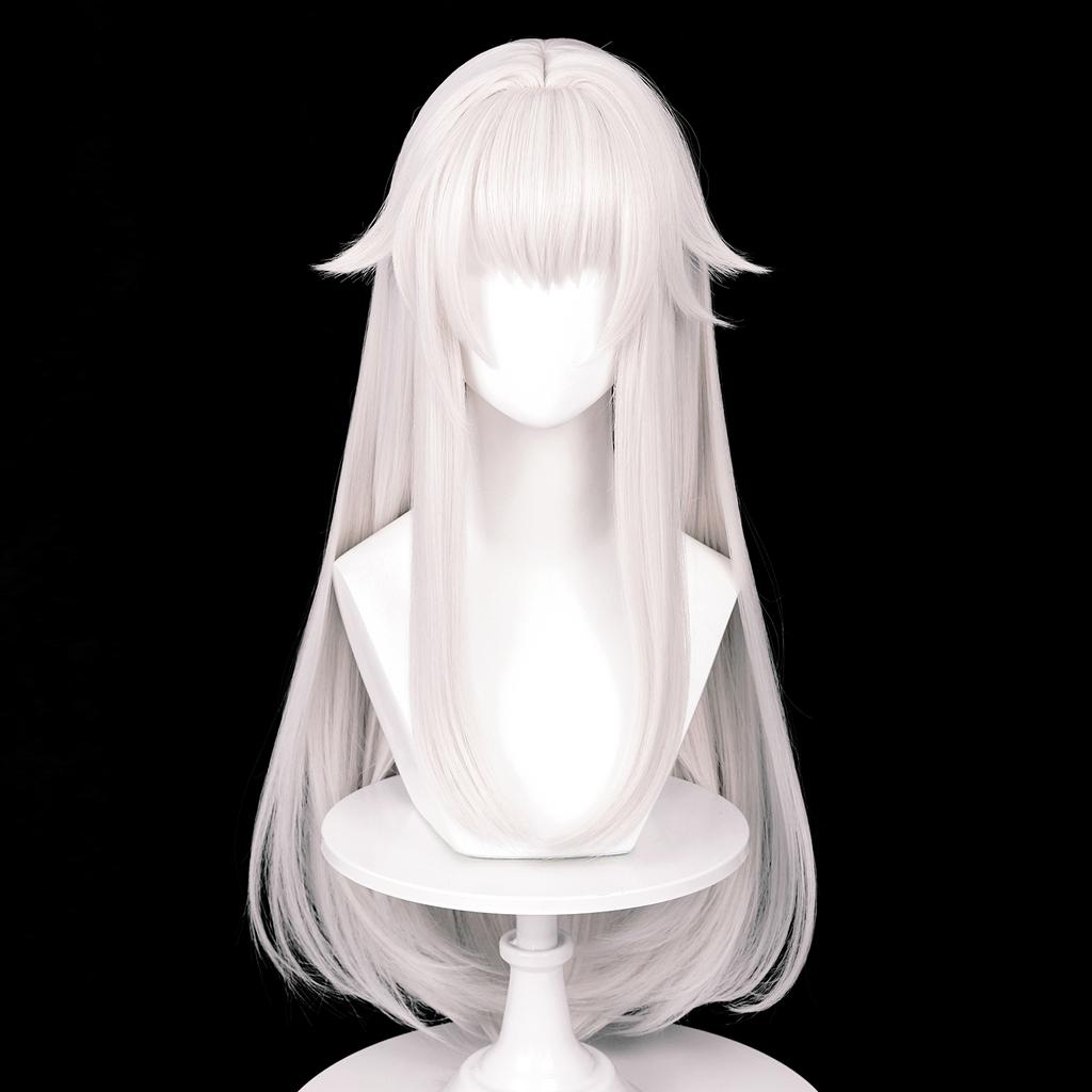 MSIWIGS Game Cosplay Wigs Synthetic Long Straight White Hair Heat Resistant Wig for Halloween Party