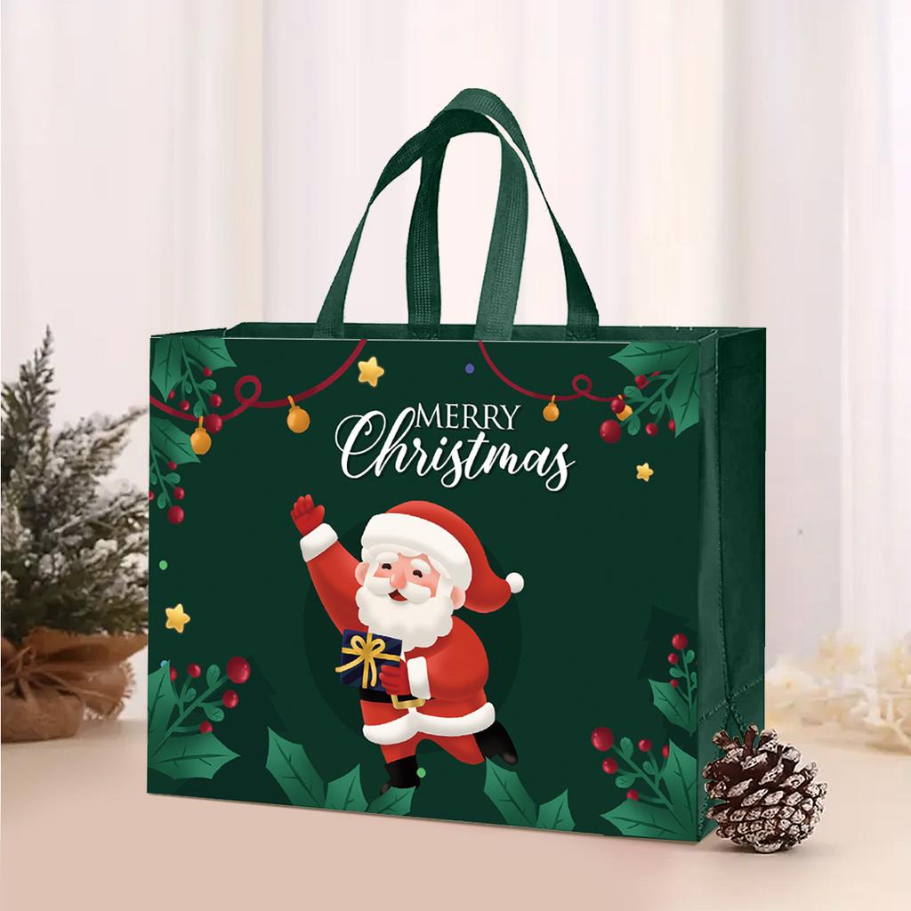 Handheld Gift Bag Christmas Non-woven Bag Portable Reusable Christmas Shopping Bag Eco-friendly Packaging Bag
