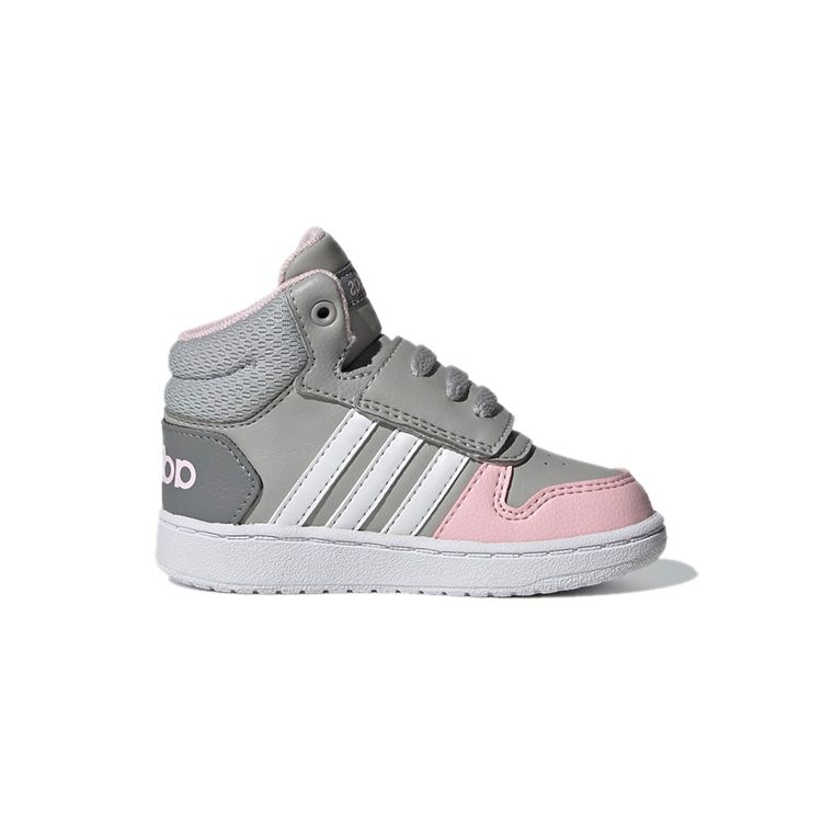 Adidas Neo Hoops 2.0 Mid Color Block Durable Mid-Top Walking Shoes Baby Shoes Gray Pink GZ7779