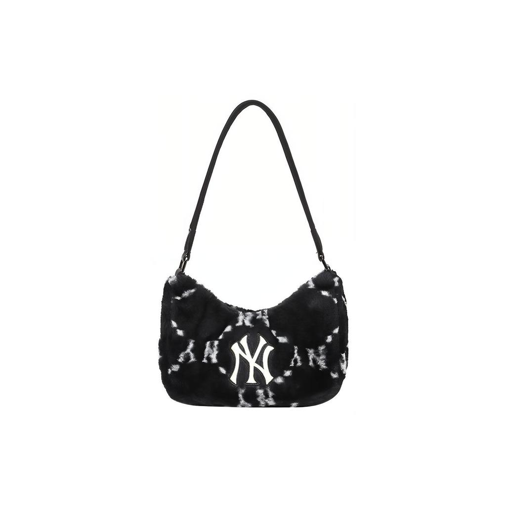 New MLB Plush Shoulder Bag Handbags Shoulder Bags Unisex Black 3ABQS0826-50BKS
