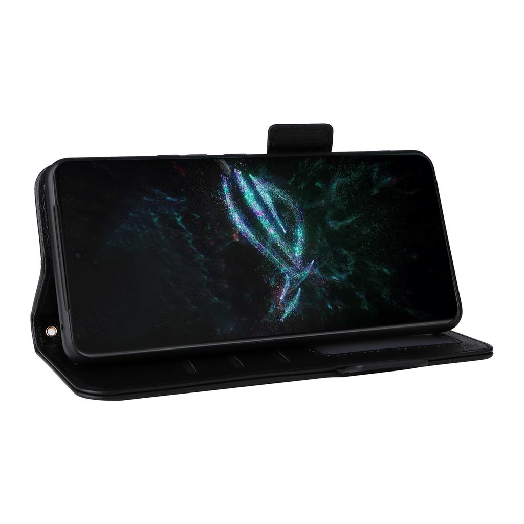 For Asus ROG Phone 9 5G/Phone 9 Pro 5G Case with Wrist Strap Litchi Texture PU Leather Wallet Phone Cover