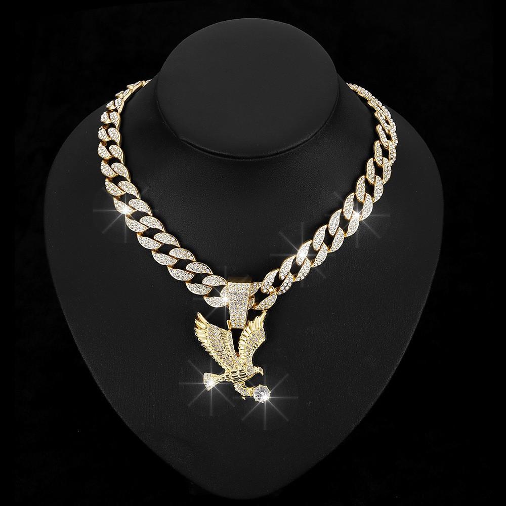 Hip Hop Street Animal Necklace, European and American Men's Cuban Chain Decoration, Personalized Alloy Eagle Pendant