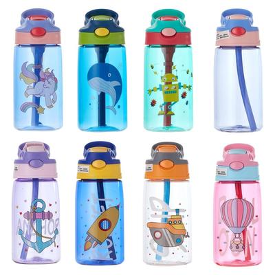 480ML Kinder Wasser Tasse Kreative Cartoon Baby Fütterung Tassen Mit Strohhalme Dicht Wasser Flaschen Outdoor Tragbare kinder Tassen
