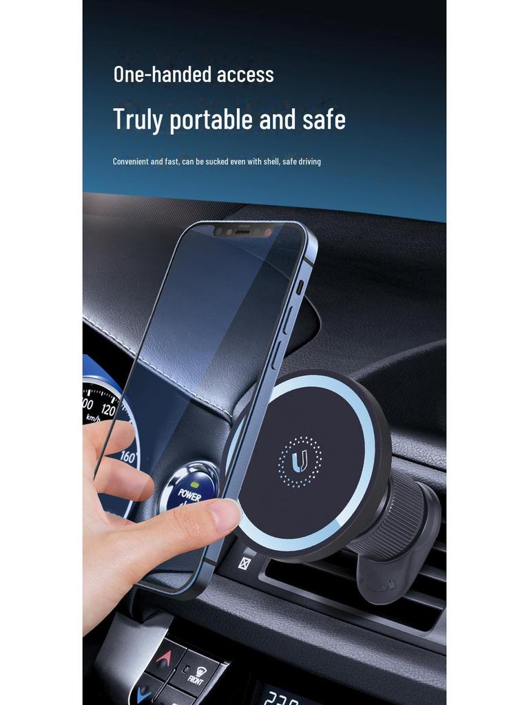 MagSafe Magnetic Car Phone Holder with 360° Rotation for Dashboard and Air Vent Navigation