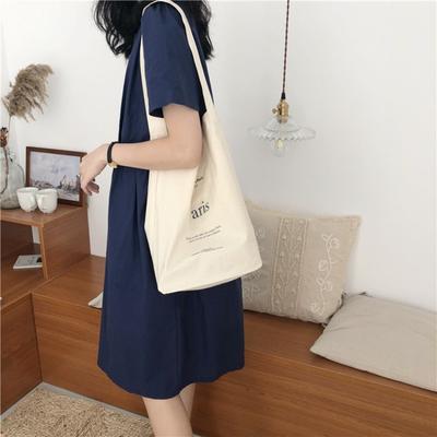 Literary Small Fresh Canvas Bag Hand-held Cloth Bag Shopping Bag Printed Letters Female