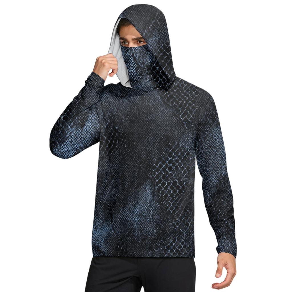 Men's Shirt With Mask Lightweight Long Sleeve Hooded Hiking Fishing Performance