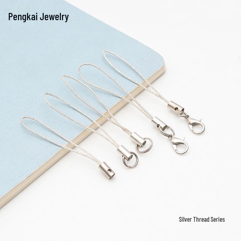 

Золотая и серебряная нить, шнурок для телефона с застежкой-лобстером - Высококачественная веревка-подвеска для кукольных фигурок и мелких ювелирных аксессуаров для DIY. Single Ring with Lobster Clasp