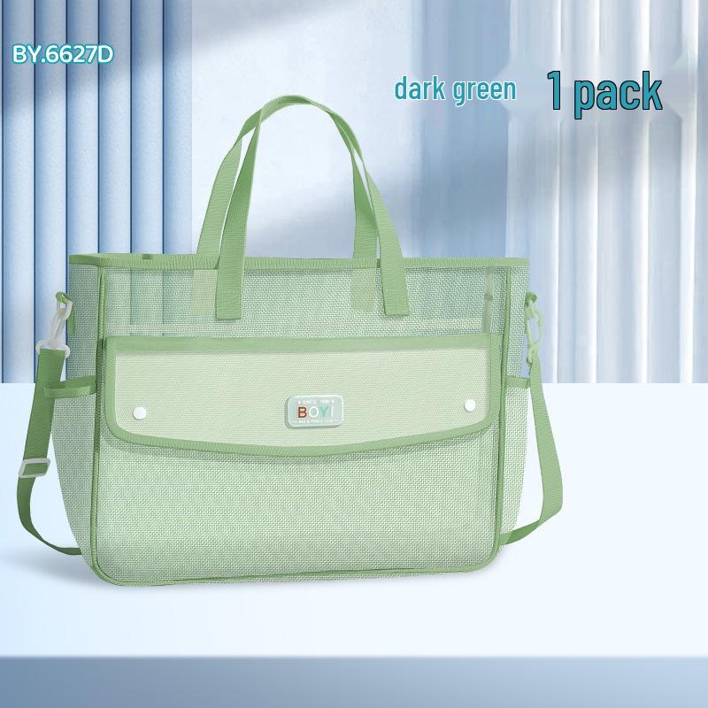 Baiyi A4 Transparent Mesh Tote Bag - Large Capacity, Student Tutoring Book Carry Bag