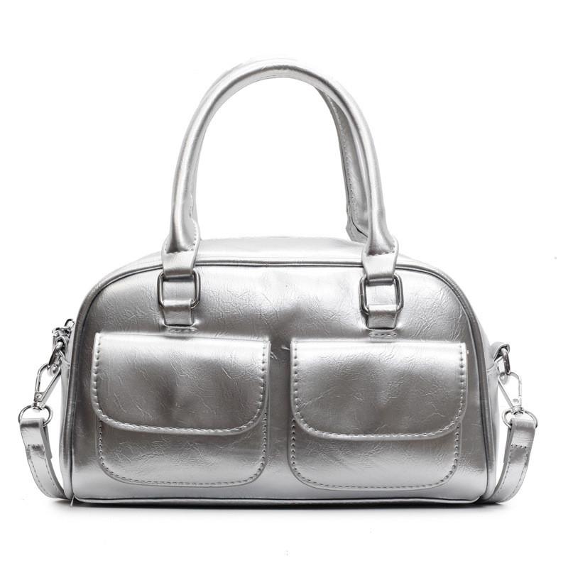 IELGY Ladies Messenger Bag Silver Retro Portable Commuter Boston Bag