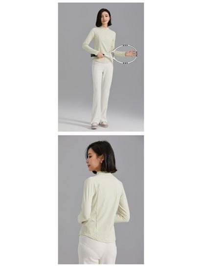 Women's Slimming Half-Zip Long-Sleeve Base Layer Top for Fitness & Yoga - Comfortable and Stylish Spring/Autumn Outerwear