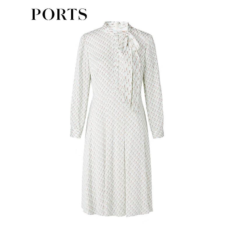 PORTS Women's Cream White Printed Midi Dress