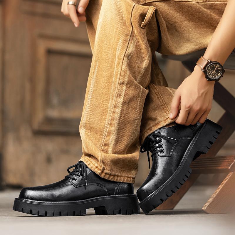 Pánské kožené boty se silnou podrážkou Klasické a všestranné černé Denní kancelářské venkovní Párty svatba obchodní boty zvyšující výšku