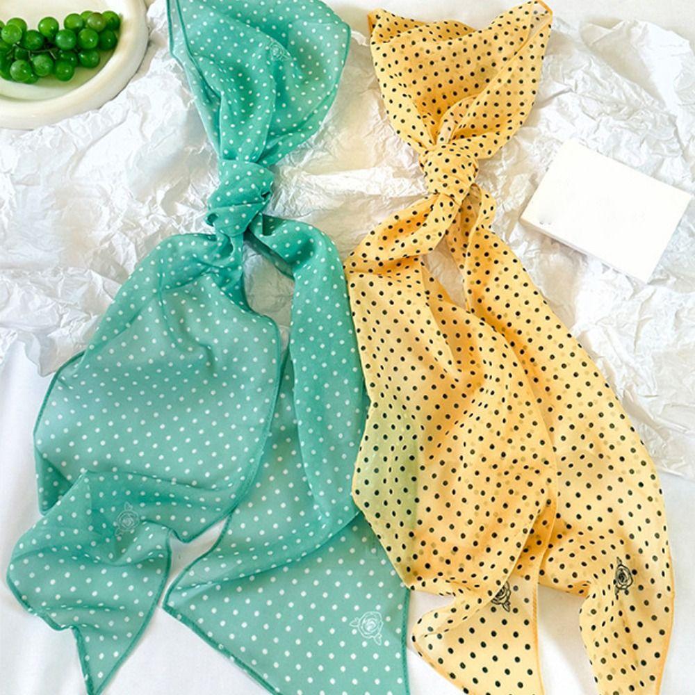 Creative Gift Polka Dot Pattern Floral Long Scarf Lightweight Decorative Belt Performance Props Polyester Handbag Accessories