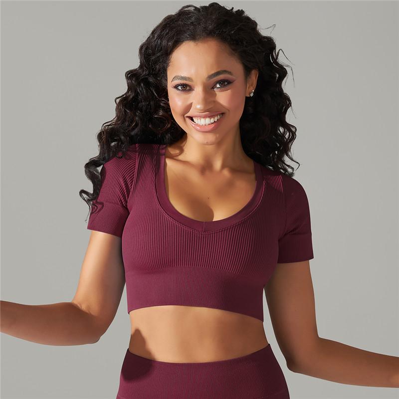 Compression Shirt Short Sleeve Workout Crop Top Women's