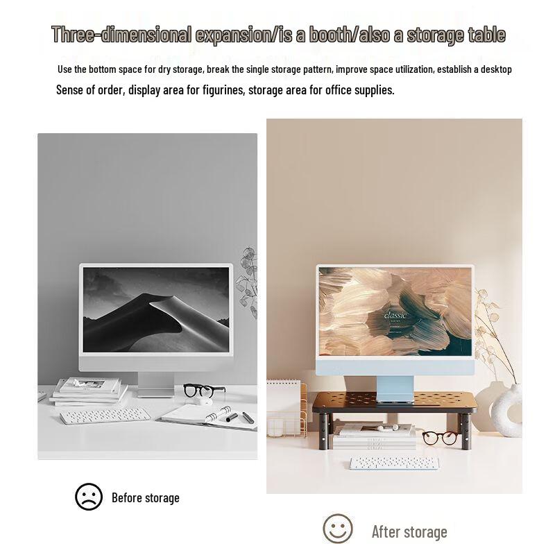 Miling 3-Level Adjustable Monitor Stand with Storage