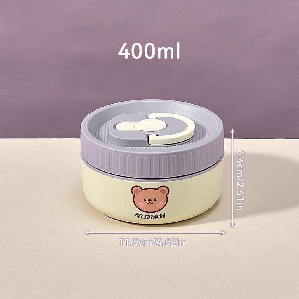 Kawaii 304 Stainless Steel Bento Box Thermal Lunch Box with Handle Microwave Safe Food Storage Containers for Kids Adults School