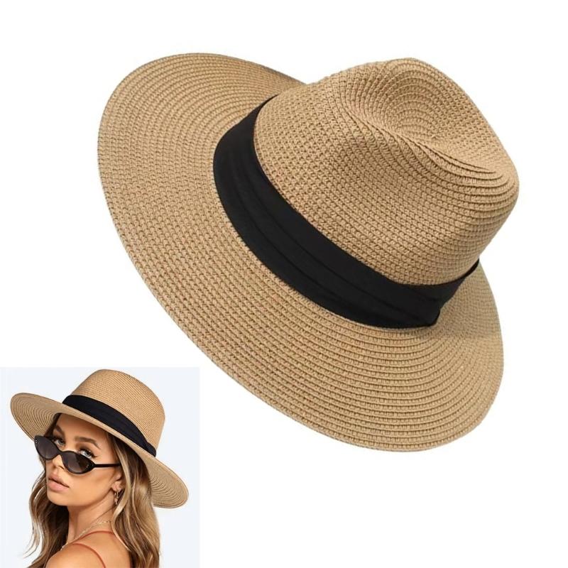 Handmade Panama Hat Vacation Sun Hat for Adult Outdoor Activity Wide Brims Straw Hat for Beach Holiday and Everyday Wear