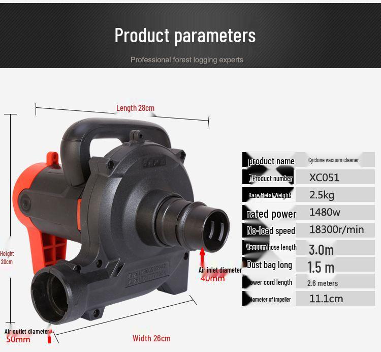 High-Power Industrial Dust Collector & Vacuum for Woodworking and Grinding