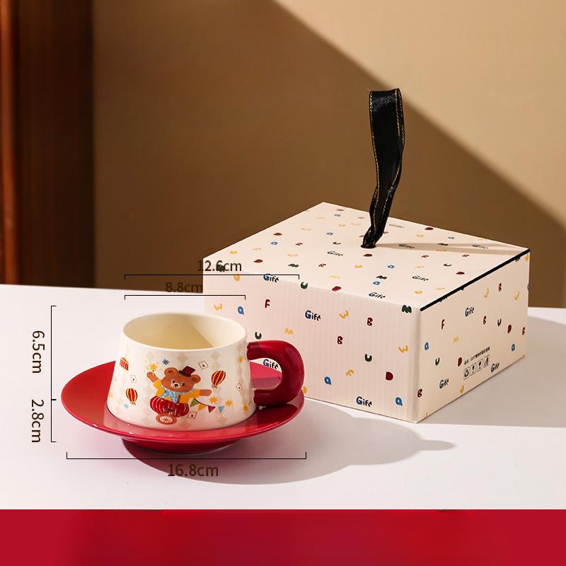 

Cute Ceramic Coffee Cup Saucer Graduation Gift High Looking Holiday Souvenir Set Cartoon Puppy Cup Water Cup 250ml